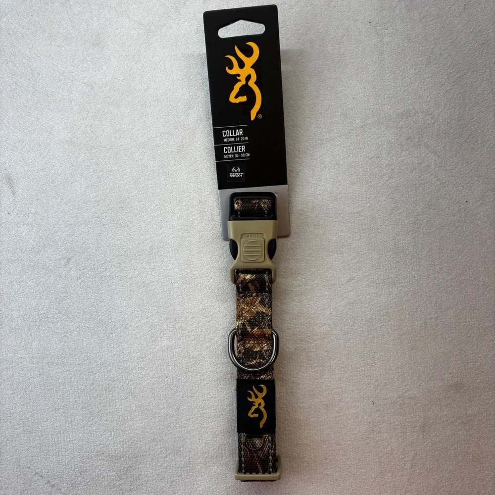Browning Dog Collar Pet Medium Brown Realtree MAX-7 Camo Reflective Lock Buckle